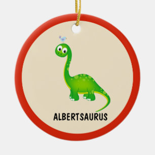 Dinosaur-Personlig med Barns Namn Julgransprydnad Keramik
