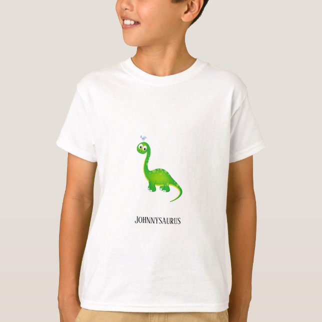 Dinosaur-Personlig med Barns Namn T Shirt (Framsida)