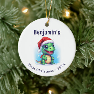 Dinosaur Personlig Namn Första jul Julgransprydnad Keramik