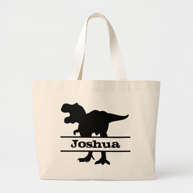 Dinosaur Personlig Namn Tote Bag Jumbo Tygkasse (Framsidan)