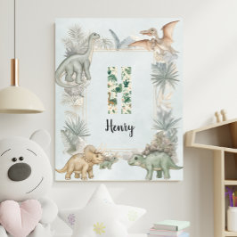 Dinosaur Personligt Namn Monogram H Barnkammare Poster