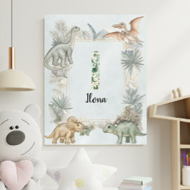 Dinosaur Personligt Namn Monogram I Barnkammare Poster