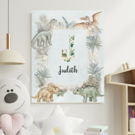 Dinosaur Personligt Namn Monogram J Barnkammare Poster