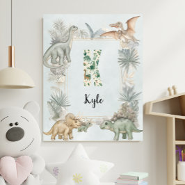 Dinosaur Personligt Namn Monogram K Barnkammare Poster
