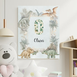 Dinosaur Personligt Namn Monogram O Barnkammare Poster