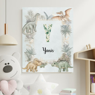 Dinosaur Personligt Namn Monogram Y Barnkammare Poster