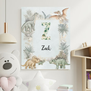 Dinosaur Personligt Namn Monogram Z Barnkammare Poster