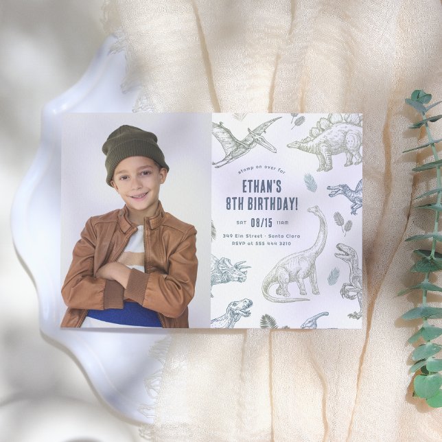 Dinosaur Photo Födelsedagsfest Inbjudningar (Skapare uppladdad)