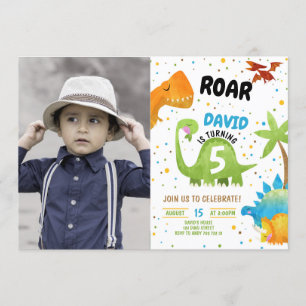 Dinosaur Photo Roar Birthday-inbjudan Inbjudningar