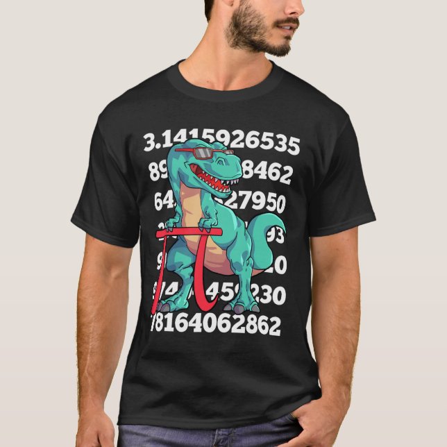 Dinosaur Pi Day T Rex Funny Math 3.14 Teacher Stud Shirt (Framsida)