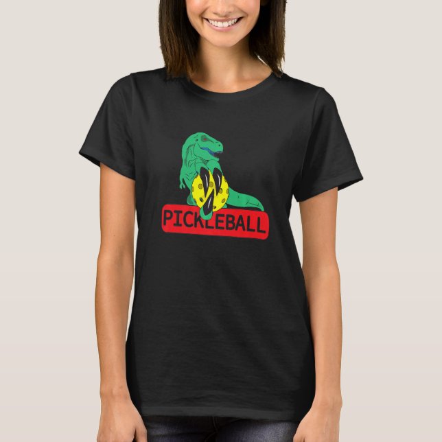 Dinosaur Pickleball Player T Shirt (Framsida)
