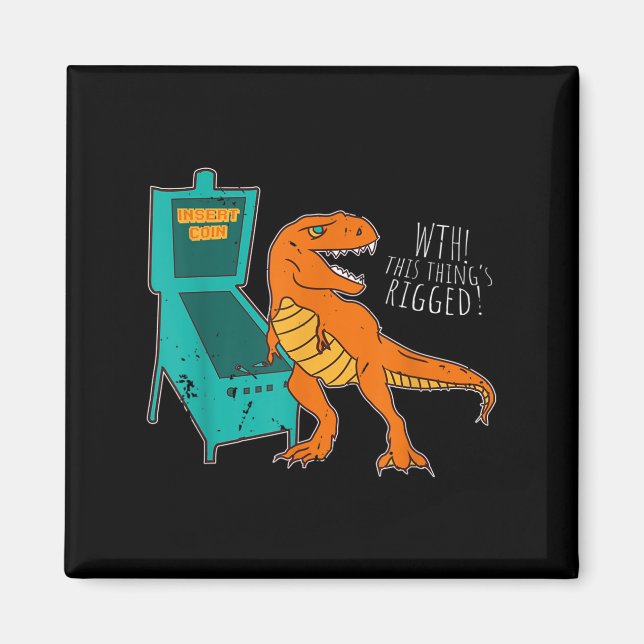 Dinosaur Pinball Wizard Arcade Maskin Player Pict Magnet (Framsidan)