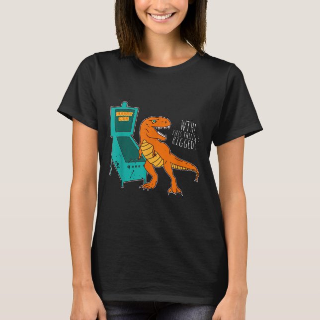 Dinosaur Pinball Wizard Arcade Maskin Player Pict T Shirt (Framsida)