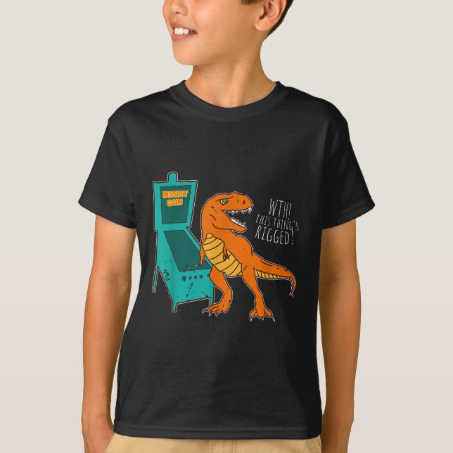 Dinosaur Pinball Wizard Arcade Maskin Player Pict T Shirt (Framsida)
