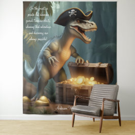 Dinosaur Pirat Hat Forest Personlig Tapestry