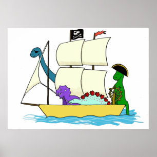 Dinosaur pirater seglar de sju haven poster