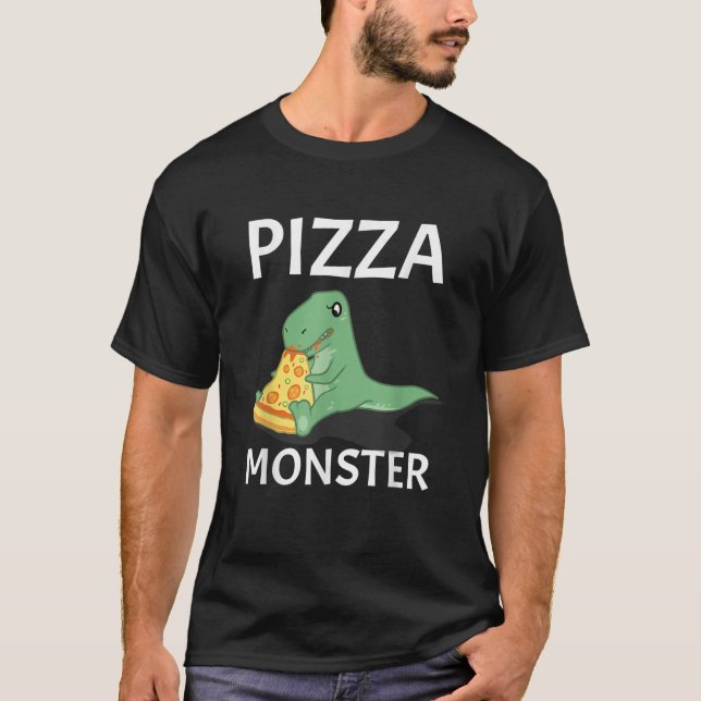 Dinosaur Pizza Monster T Shirt Italy Cheese Cook (Framsida)