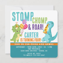 Dinosaur Pizza Party Square-inbjudan