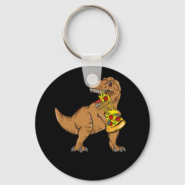 Dinosaur Pizza Slice Älskare Nyckelring (Framsida)