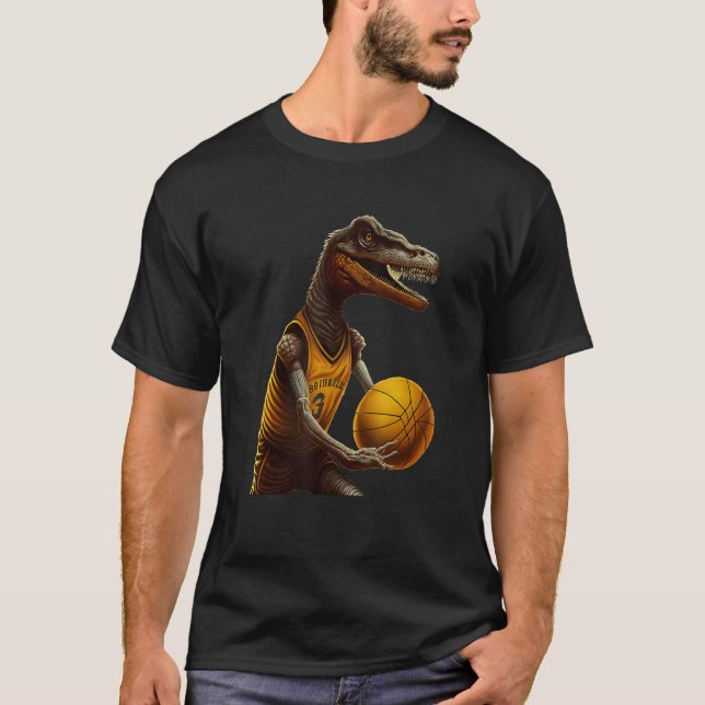 Dinosaur playing Basketball Coach Dino Trex Rex Sp T Shirt (Framsida)