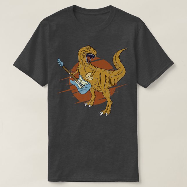 Dinosaur Playing Guitar Funny Guitarist Player Mus T Shirt (Design framsida)