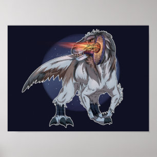 Dinosaur Pllay Tennis Poster