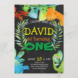 Dinosaur-pojken första födelsedag 1:a Dino Party Inbjudningar