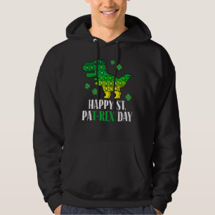 Dinosaur Popper Lycklig T Rex St patrick's day Iri Hoodie