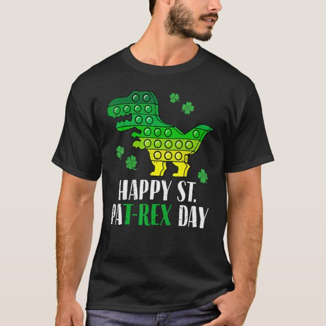 Dinosaur Popper Lycklig T Rex St patrick's day Iri Shirt (Framsida)