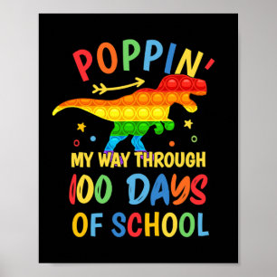 Dinosaur Poppin är min väg till 100 skoldagar Poster