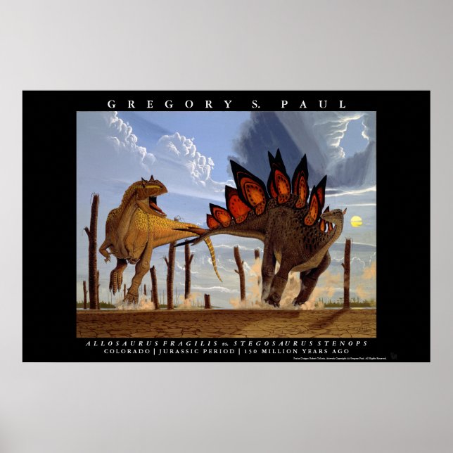 Dinosaur Poster Allosaurus Stegosaurus Greg Paul (Framsidan)