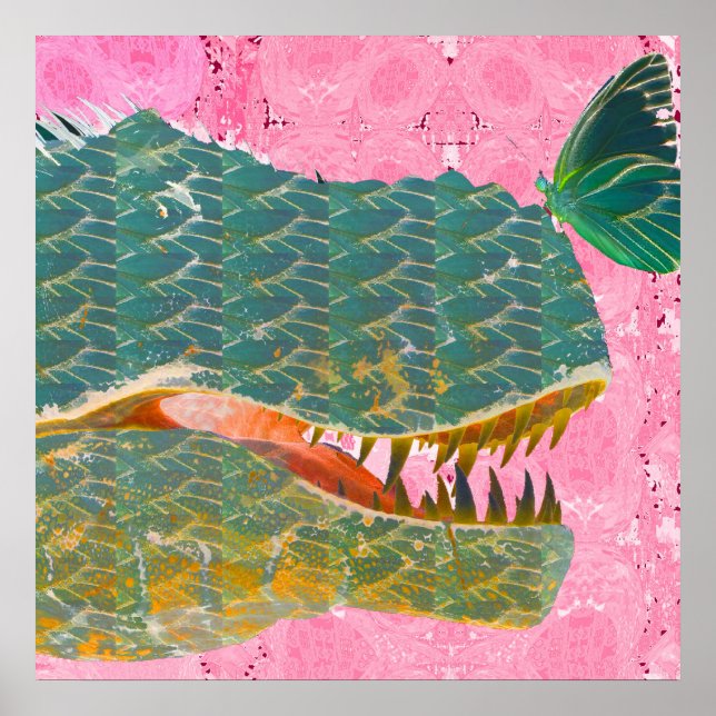 Dinosaur Poster med Butterfly Art Print (Framsidan)