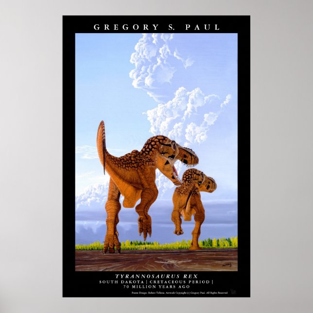 Dinosaur Poster Tyrannosaurus t rex Greg Paul (Framsidan)