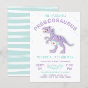 Dinosaur Preggosaurus Baby Shower Boy-inbjudan Inbjudningar