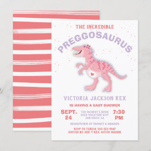 Dinosaur Preggosaurus Baby Shower Girl Inbjudningar