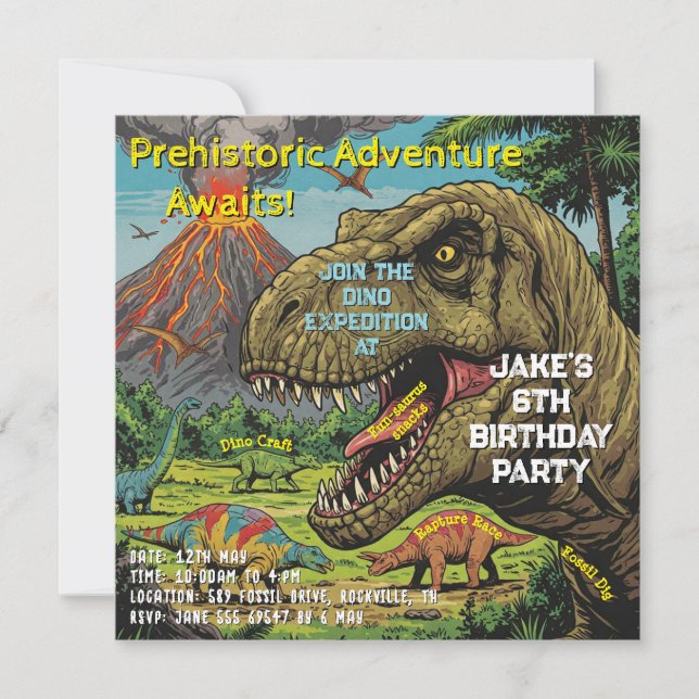 Dinosaur Prehir Party Inbjudningar (Framsida)