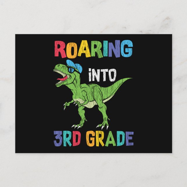 Dinosaur present till 3:e klass tillbaka till skol vykort (Framsida)