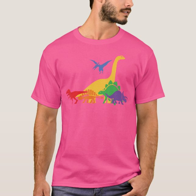Dinosaur Pride Månad Gay Rainbow Lgbtq T Shirt (Framsida)