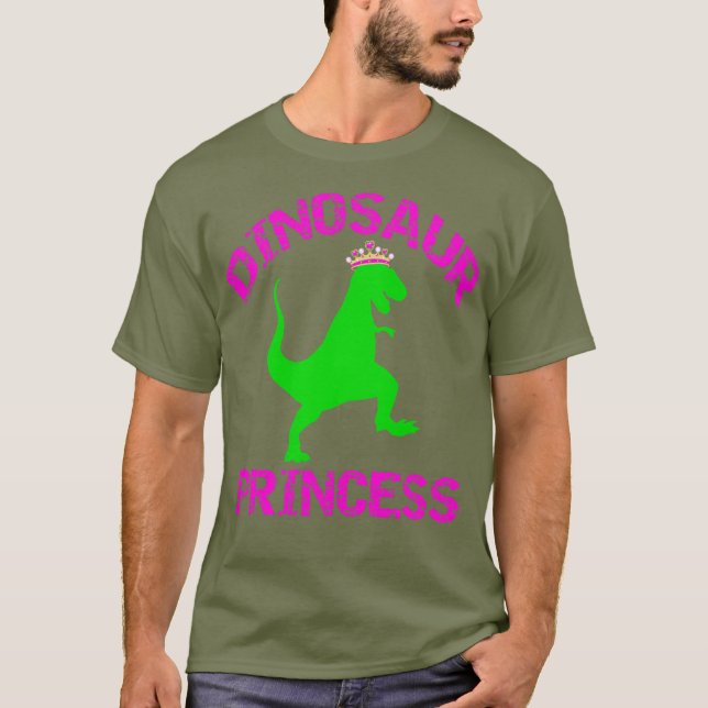 Dinosaur Princess - Girls Tiara Dino T-Rex T Shirt (Framsida)