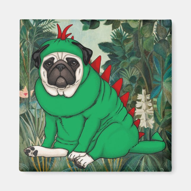 Dinosaur Pug Magnet (Framsidan)