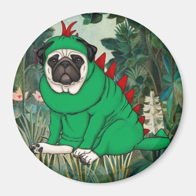 Dinosaur Pug Magnet (Framsidan)