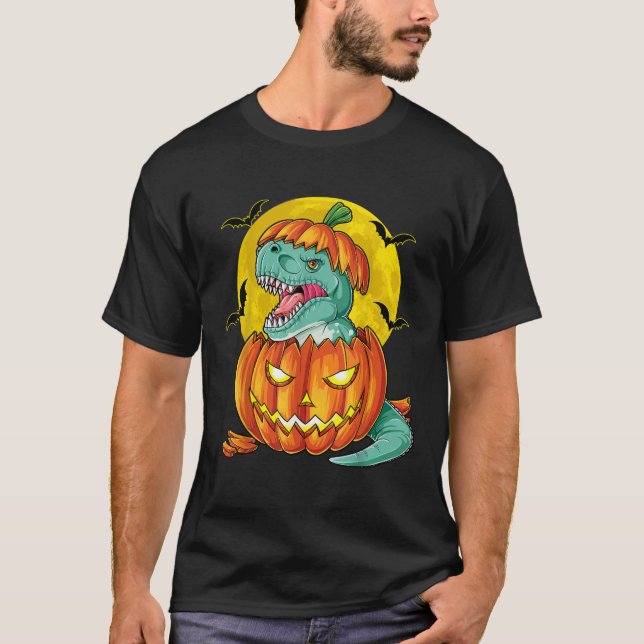 Dinosaur Pumpkin T shirt Halloween Kids Pumpkasaur (Framsida)