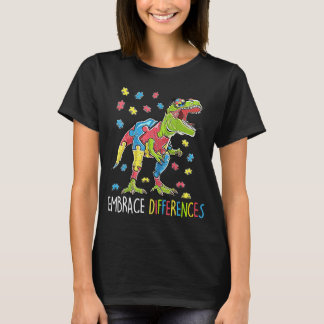 Dinosaur Puzzle Autism Awareness Embrace Differenc T Shirt