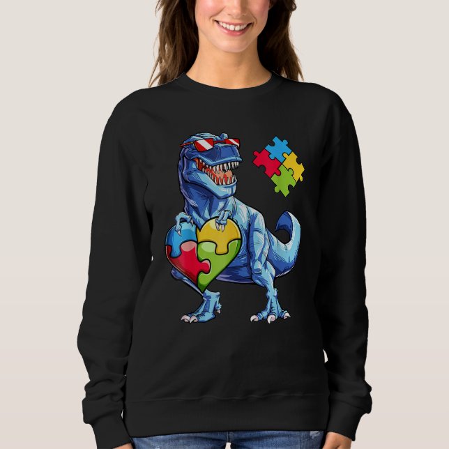 Dinosaur Puzzle Biet Autism Awareness Boys Kids M T Shirt (Framsida)