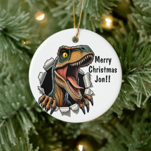 Dinosaur Raptor Julgransprydnad Keramik