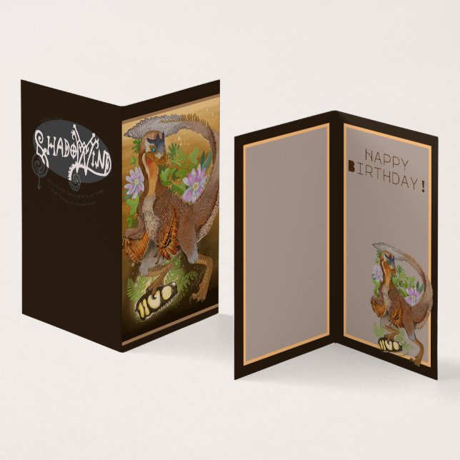 Dinosaur Raptor Jungle Art Birthday Kort (In- och utsida)