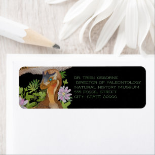 Dinosaur Raptor Jungle Art Returadress Etikett
