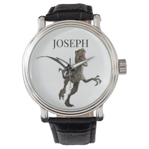 Dinosaur Raptor Namn Monogram  Armbandsur