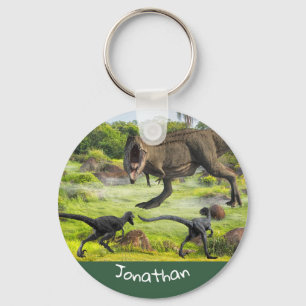Dinosaur Raptor Tyrannosaurus Battle Namn Nyckelring