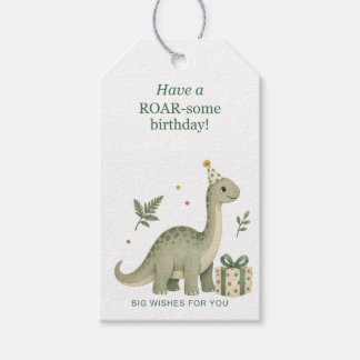 Dinosaur RÅTT-födelsedagspresenttaggar Presentetikett